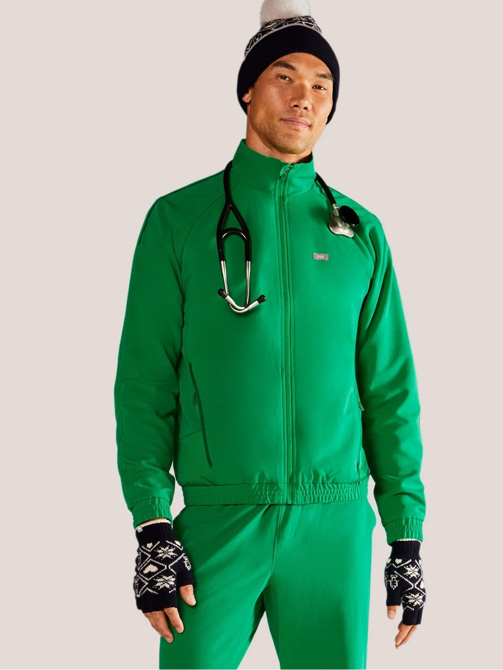 FIGS Cobaki Scrub Jacket Men’s Large Green Full Zip Technical Collection NWOT